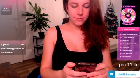 Snapshot of devilishwendy chatting on 01/15/25, 12:15 Wendyin pvt all from tipmenu free except anal and big dildo online show from 01/15/25, 12:15