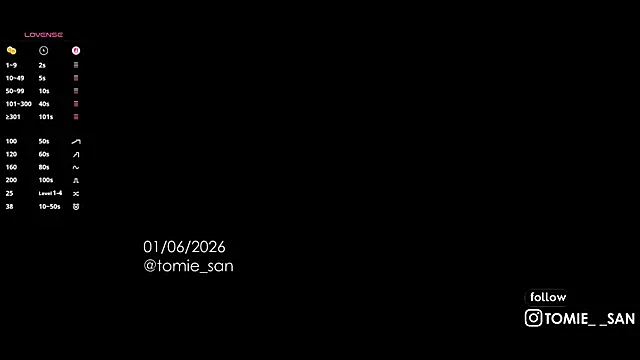 Snapshot of tomie_san chatting on 06/01/26, 10:50 tomie san online show from 06/01/26, 10:50
